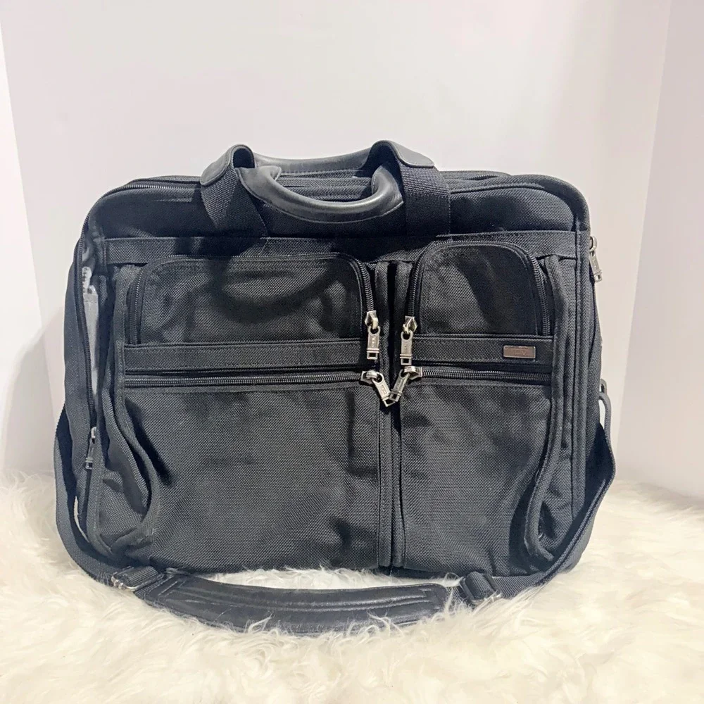 TUMI 26061D4 Alpha Expandable Organizer Laptop Briefcase Black Ballistic Nylon